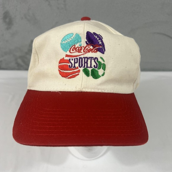 Vintage Coca-Cola Sports Hat Cap Snap Back One Size White Embroidered Mens 90s